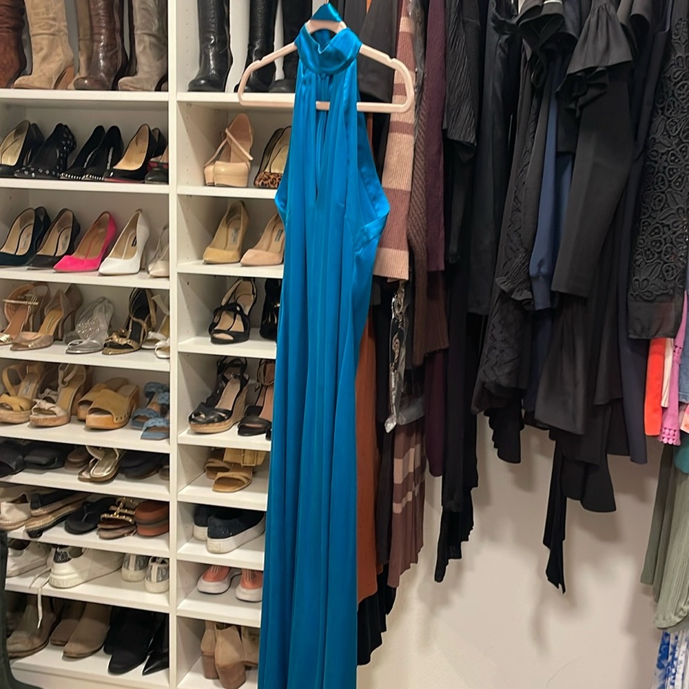 Alexis turquoise silk jumpsuit